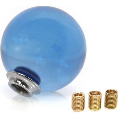 Universal Car Gear Shift knob Blue Crystal Manual Stick Shift Knob Transparent round Shifter With Adapters