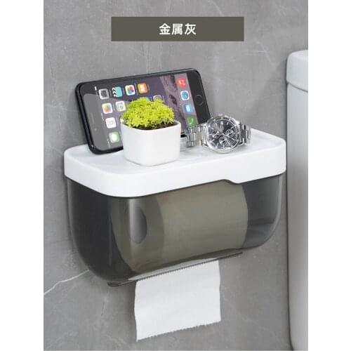 Waterproof Wall Mount Toilet Paper Holder Shelf Toilet Paper Tray Roll Paper Tube Storage Box Creative Tray Tissue Box Home Deco