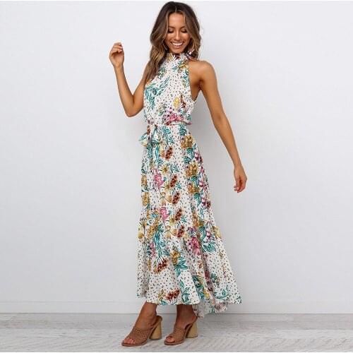 Floral green leaf print sleeveless off-Shoulder Womens Dress With retractable belt Dress Summer Sexy Nightclub Dress