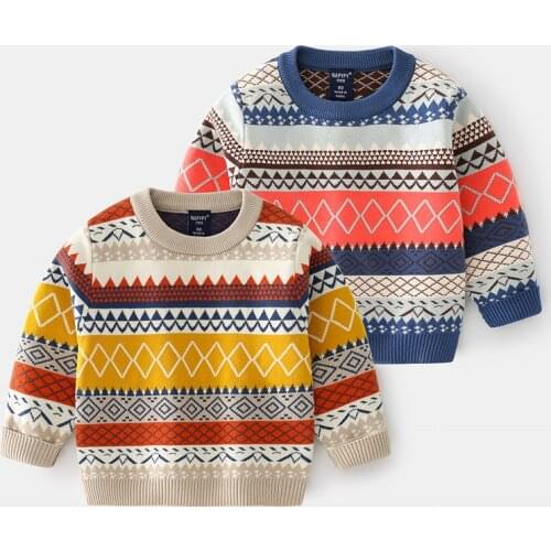 Winter Children Sweater 2021 New Boys Cotton Thickening Knitting Tops Baby Boys Kids Casual Plus Velvet Warm Sweater For 2-7Y
