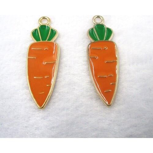 10pcs 11*35mm DIY fashion metal enamel carrot charms ornament gold bracelet pendants for necklace earring jewelry making XL455