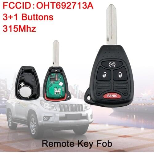 3+1 Button 315MHz Keyless Remote Car Key Fob ID46Chip OHT692713A Keyless Entry Key for Jeep Compass 2012 2013 2014 2015 2016