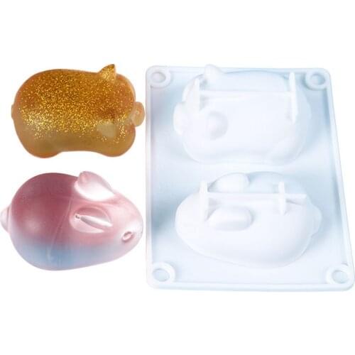 3D Little Pig Bunny DIY Crystal Epoxy Resin Slicone Mold For Resin Gypsum Aromatherapy Stone Fondant Cake Decoration