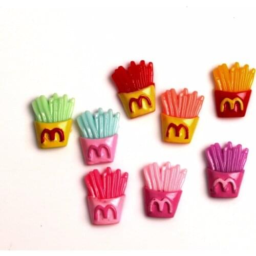 50Pcs Mixed Resin French Fries Decoration Crafts Kawaii Cute Flatback Cabochon Embellishments For Scrapbooking DIY Accessories