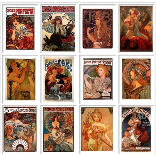 Mucha Diamond Painting 5D DIY Art Retro Woman Poster Diamond Mosaic Picture Cross Stitch Kit Living Room Home Decoration