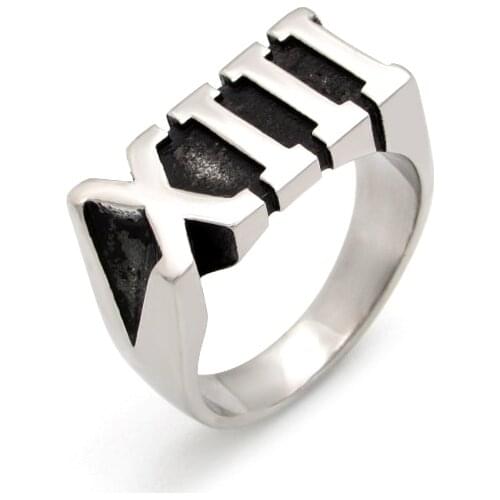 Free Shipping Punk 316L Stainless Steel XIII 13 Number Biker Ring For Man Motorcycle Rome Rings Jewelry