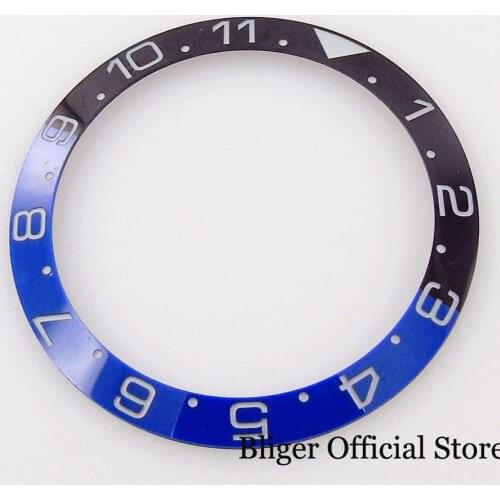 Super Luminous 38mm*30.6mm BLUE BLACK Watch Ceramic Bezel Insert Slope Engraved Marks fit GMT/SUB Case