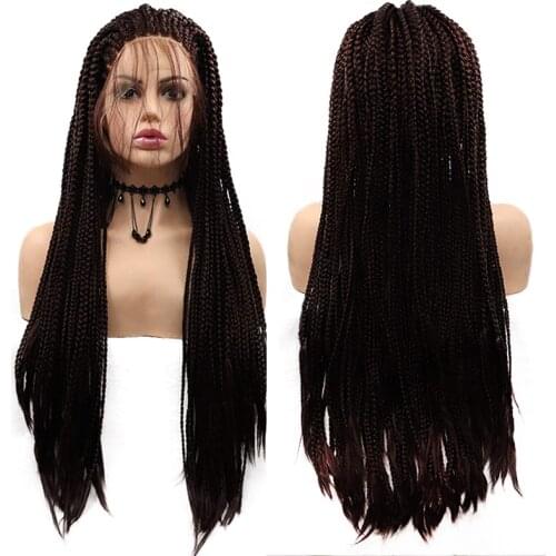 Black Braided Wigs Micro Braided Lace Frong Wigs for Black Women Long Braid Synthetic Hair Wig with Baby Hair Best Soft Lace Wig