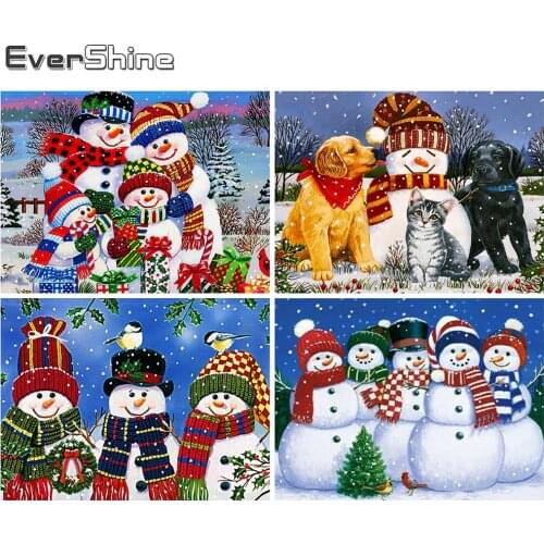 Evershine 5D DIY Diamond Embroidery Snowman Full Square Round Diamond Painting Cartoon Cross Stitch Christmas Home Decor Gift