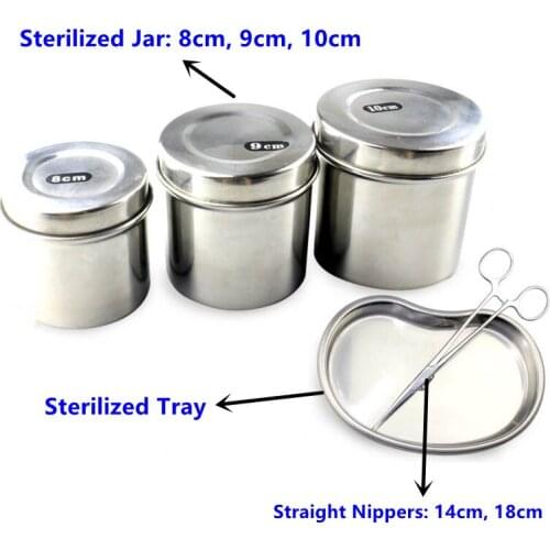 Surgical Stainless Steel Kidney Shaped Sterilized Tray Jar Pot Container Bottle Tweezers Medical Dental Cosmetic Tattoo Accesory