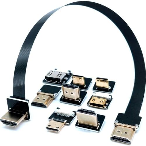 FPV HDMIcompatible Cable Dual Up Angled HDMI 90 Degree HDMI Type A Male to Male FPC Flat Cord for Multicopter Aerial Photography