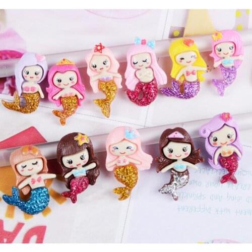 10pcs/lot Flat back resin cartoon character resin mermaid ,DIY resin accessories fashion resin cabochons