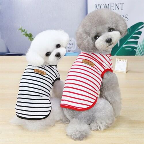 Classic Stripe Dog Shirt Cheap Dog Clothes Cotton Casual Pet Vest Outfit Comfortable Cat Puppy Summer Chihuahua T-shirt Costume