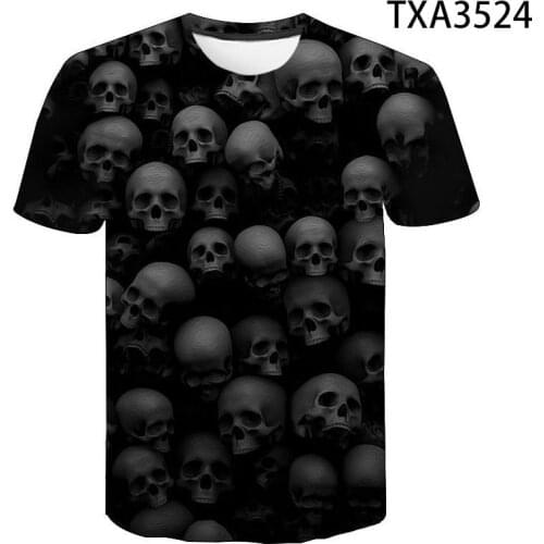 Summer Horror Skull 3D Printed T Shirt Short Sleeve Men Women Children Casual Streetwear Boy Girl Kids Fashion Cool Tops Tee