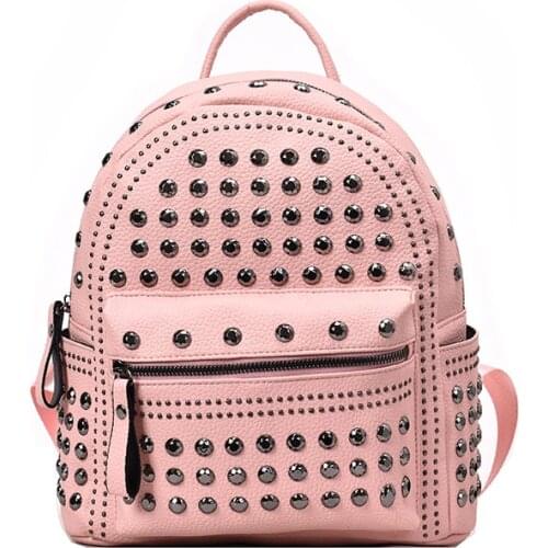 Fashion rivet leather school bag girl backpack women shoulder bag school ladies fashion small backpack women
