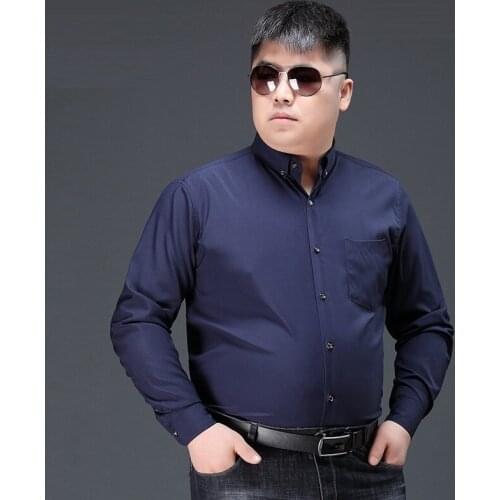 Mens Dress Shirt long Sleeve pockets 10XL purple navy Blue 6XL 7XL 8XL 9XL high quality Formal Casual oversize Men Shirt 52 54
