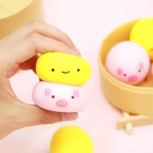 Soft Steam Stuffed Bun Squeeze Toy Handhold Anti-Stress Sensory Fidget Steam Cutie Dumpling Rubber Steam Bun Novelty Toy
