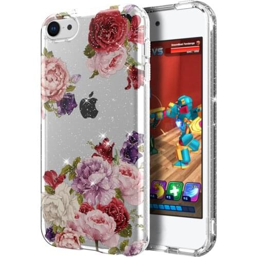 Floral Garden Flowers Soft TPU+Hard PC Bumper Clear Case Slim Fit Drop Protection Cover For iPod Touch 6/Touch 7/Touch 5 Cases