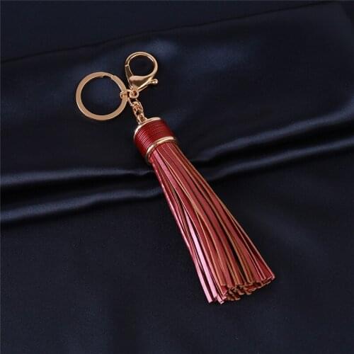 New Fashion Tassel Key Chain Women Cute Tassel KeyChain Bag Accessory PU Leather Tassels Car Key Ring Fringed Decor