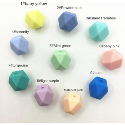 NEW color Silicone Hexagon teether Beads - DIY silicone Hexagon beads BPA free Silicone loose Beads without joint line 50pc/lot