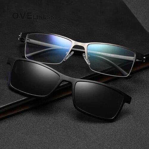 Myopia Eyeglasses frames glasses frame men Prescription Glasses Optical sunglasses Metal Fashion Polarized Magnet Clip Eyewear