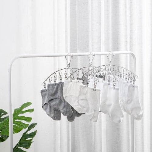 Stainless Steel Socks Rack Multi-Clip Drying Rack Household Windproof Clothespin Drying Socks Artifact
