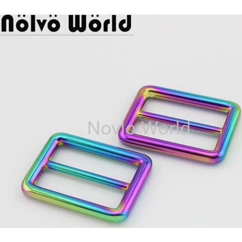 Nolvo World 5-20-100pcs 6 size 13-16-20-26-32-38mm rainbow metal tri-glided buckles webbing belt ribbon buckle strap metal