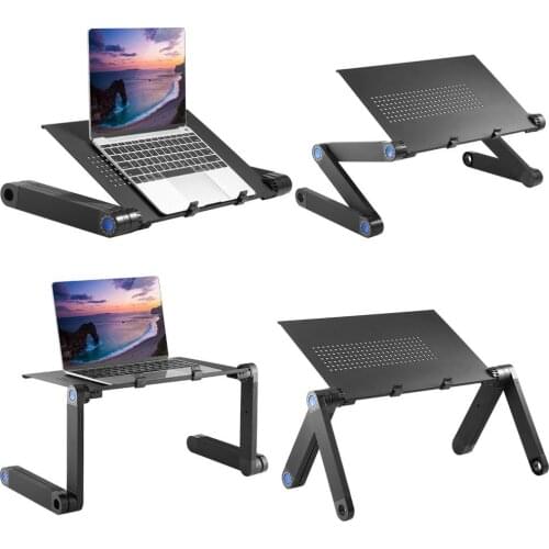 Adjustable Table Laptop Computer Desk Portable Bed Tray Book Stander Multifuctional & Air Holes Tabletop with Mouse Pad