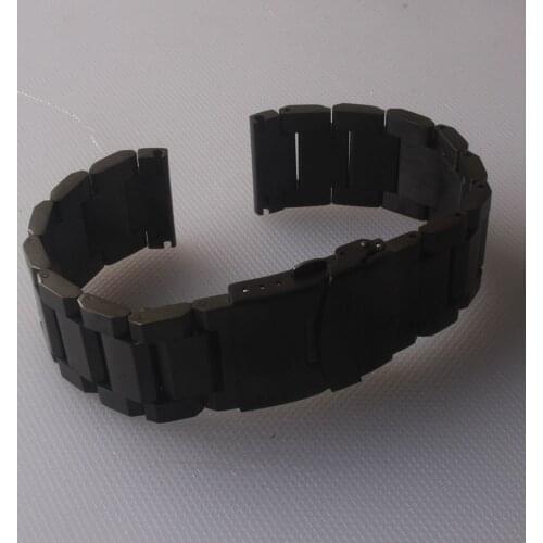 Stainless Steel Watchband Strap Wrist Bracelet Black Color Metal Watchband with Safety Folding Clasp for Men Women 18/20/22/24mm
