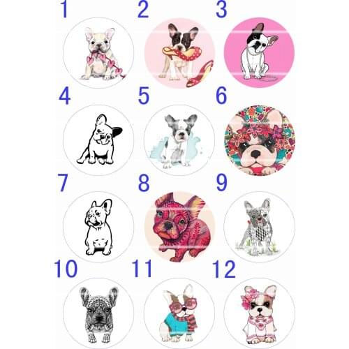 Handmade 10mm~30mm Colorful picture Dog Round Glass Cabochons for Necklace Decoration and Phone Chain Accessaries60/PCS505