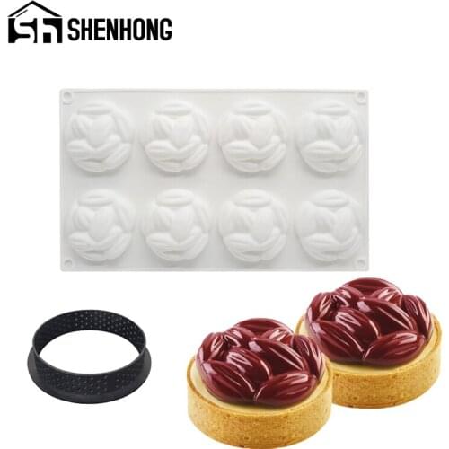 SHENHONG Silicone Cake Mold Almond Mousse Pastry Moulds Tart Ring Chocolate Muffin Dessert Decorators Baking Decorating Tool