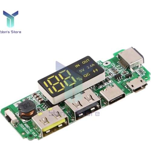 LED USB Flash Charge Micro/Type-C/Lightning USB Power Bank 18650 Charger Board Overcharge Overdischarge Short Circuit Protection