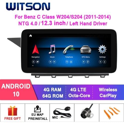 WITSON Android 10.0 12.3'' CAR Big Screen gps For MERCEDES-BENZ C280 C300 C350 C400 C450 C43AMG C63AMG NTG 4.0 4.5 GPS radio