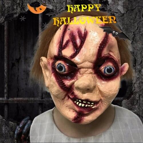 Halloween Funny Mask Bar Party Super Horror Zombie accessories жабо Adult Latex Costume Walking Dead Scary Mask Dropshipping