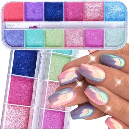 1 Box Chrome Nail Art Glitter Pigment Mirror Dipping Powder Super-fine Colorful Shimmer Pearl Powder