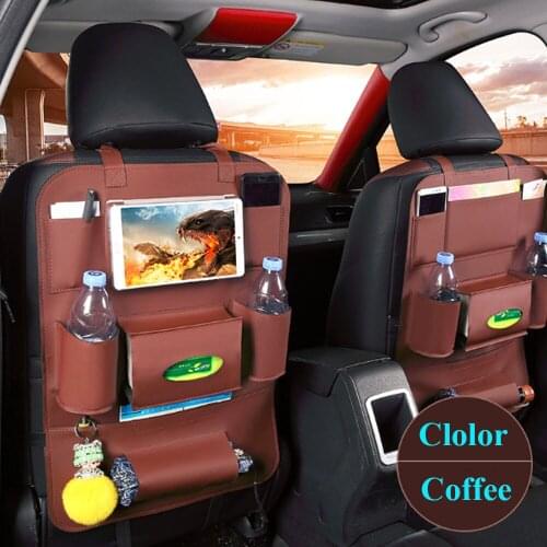 1Pcs Leather Car Back Seat iPad Hanging Bag Holder Hook Car Storage For Children Toys Pocket Organizer Sundries Storage Bag