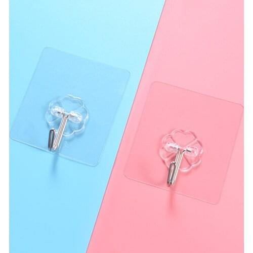 10Pcs Strong Adhesive Transparent Wall Hook No Trace Suction Cup Kitchen Bathroom Creative Wall Hanging Load-free Nail Hook