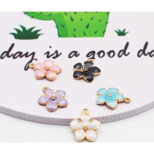 10PCs Gold Tone Enamel White Flower Charms Pendant Oil Drop For Women DIY Jewelry Earrings Necklace Accessories 14*16mm