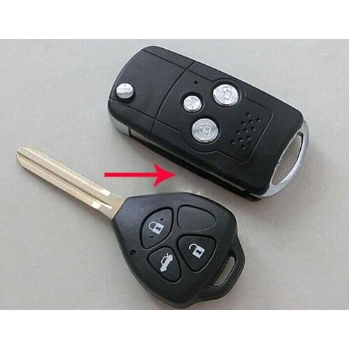 3 Buttons Replacement Modified Flip Folding Remote Key Shell Blank Cover For Toyota Camry Reiz Crown RAV4 Corolla Fob Key Case