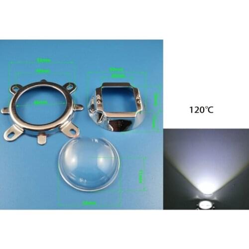 60/90/120 Degree 44mm Lens + 50mm Reflector Collimator Base Housing + Fixed Bracket 20W-100W LED Light Lamp Lenses