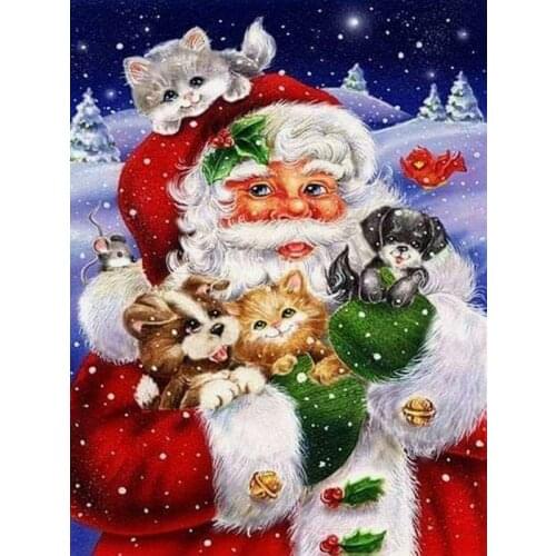 Cartoon full square / round drill Santa cat 5d diy diamond painting 3d diamond embroidery rhinestone mosaic artwork