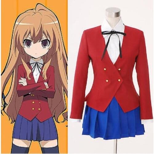 Anime TIGER DRAGON Toradora Cosplay Taiga Aisaka Cosplay Costume School Uniforms Full Set Custom Made