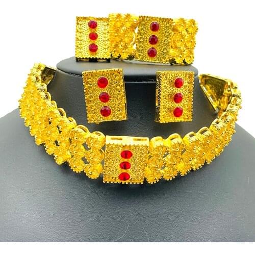 Dubai fashion Jewelry Sets Women Indian African big Jewelry Set Party Wedding gifts Jewelery For Brides Dubai Jewelry Sets