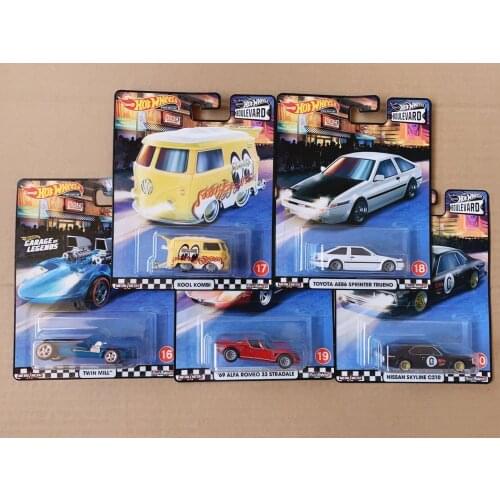 Hot Wheels 1/64 GJT68 Garden Avenue 4 Alfa Romeo & Kool kombi & Twin mill & Toyota AE86 &Nissan skyline c200 Collection car