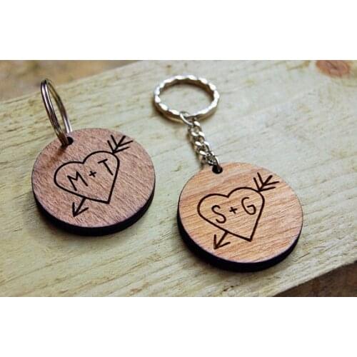 Personalised Wooden Keyring, Birthday Gift, Unique Gift Idea, Wooden Etched, Laser Engraved, Couples Gift, Couples Present
