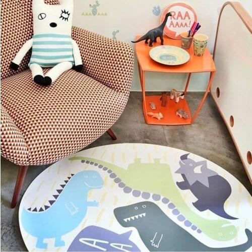 INS Dinosaur-shaped Home Mat Childrens Room Decoration Floor Mat Round Carpet Baby Play Mat Tent Mat