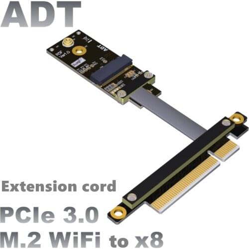 M.2 A.E. key WiFi pci-express x8 Extension cord Cable M2 A/E Key to x8 pcie 3cm - 100cm Extender