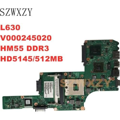 SZWXZY For Toshiba Satellite L630 Laptop Motherboard V000245020 BM10G-6050A2338501-MB-A02 HM55 DDR3 HD5145/512MB