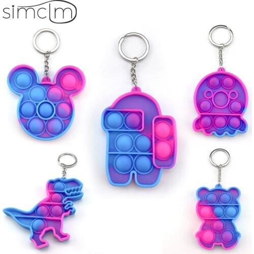 Mini Anime Push Keychain Children Adult Sensory Toy Cute Key Ring Educational Toys 2021 Anti-stress Funny Trinkets