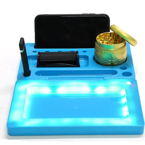 Led Weed Rolling Tray Multifunction Portable USB Tobacco Rolling Tray Glow Handbag Cigarette Box Men Gift Smoking Accessories